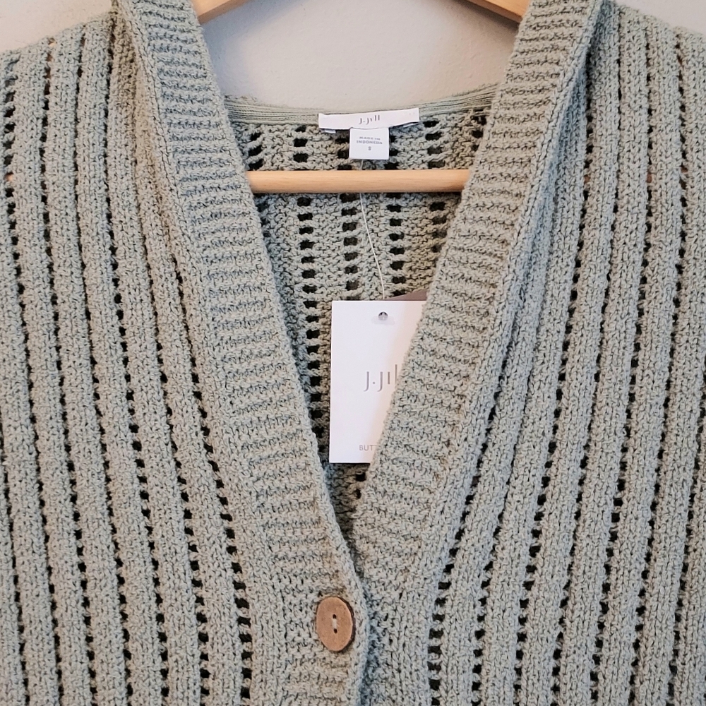 J. Jill Seagrass Green Cardigan Hoodie Sweater Size Small NEW NWT - Picture 3 of 13